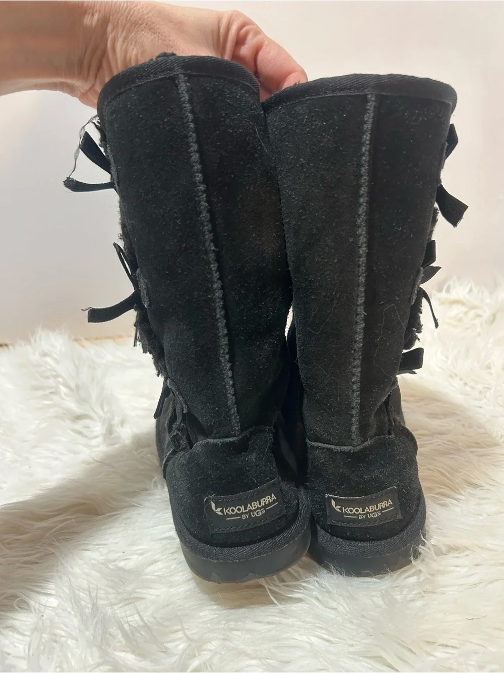 Kids Sz 2 Black Koolaburra Boots with Bow Detail